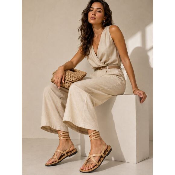 Sam Edelman Shoes - Sam Edelman "Glenda" Gladiator Sandal - Women's Size 6.5M Beige Tan Flats